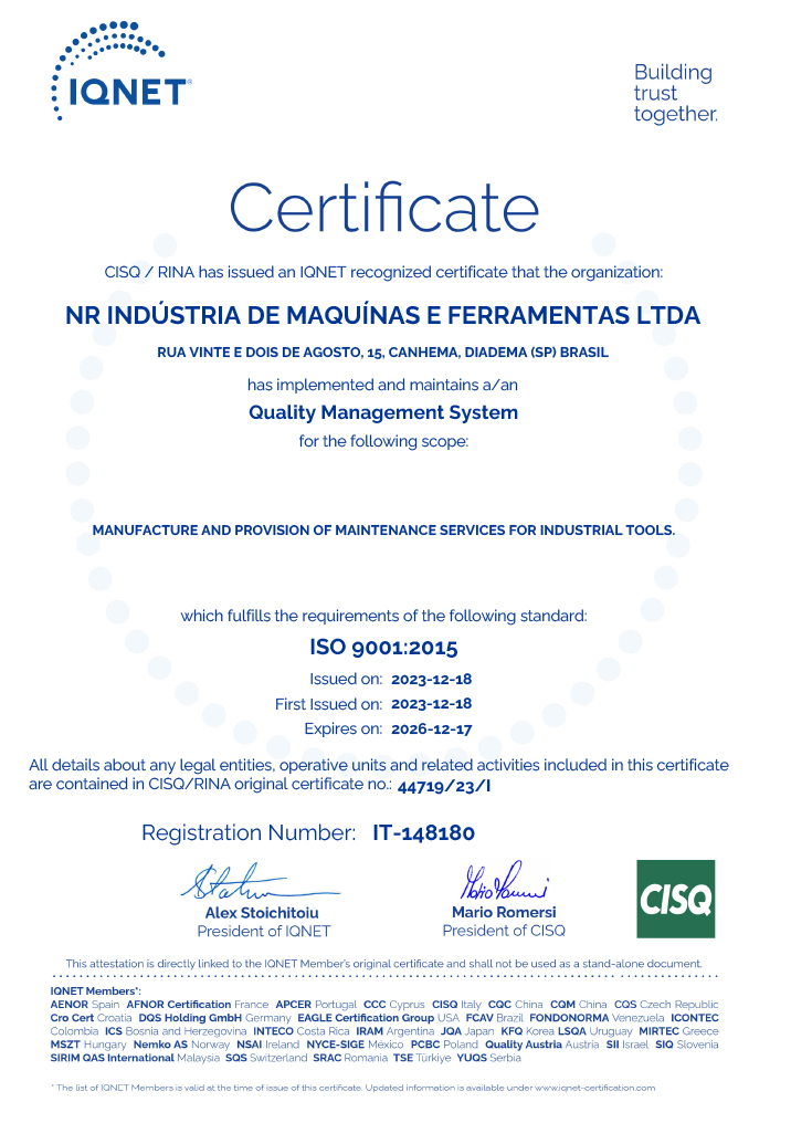 Certificado Manufacture and Provision